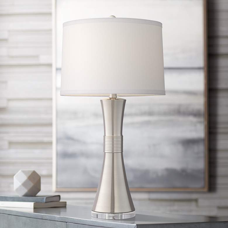 Hudson Brushed Nickel Metal Modern Table Lamp