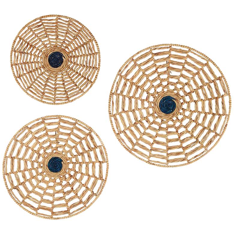 Tan Web Seagrass 3-Piece Round Wall Art Set