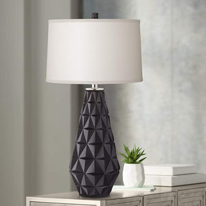 Star Burst Onyx Black Geometric Pattern Table Lamp