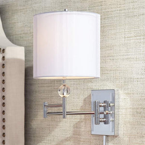 Kohle Chrome and Acrylic Modern Luxe Swing Arm Plug-In Wall Lamp