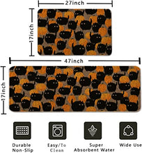 Halloween Kitchen Rug Pumpkins Cat Kitchen Mats Set of 2, Halloween Holiday Farmhouse Party Floor Mat for Home Kitchen Bathroom Decorations - 17x27 and 17x47 Inch