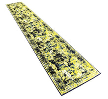 Vintage Distressed Navy Blue Yellow Area Rugs