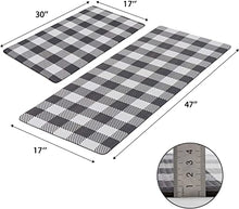 ROSMARUS Kitchen Mat Set 2 Piece, Cushioned Anti Fatigue Kitchen Floor Mat Waterproof Non Slip Kitchen Rugs, Heavy Duty PVC Ergonomic Comfort Standing Mat for Kitchen, Sink, Laundry (Black-White)