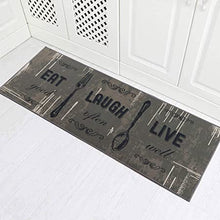 Carvapet 2 Pieces Kitchen Rug Set Non-Slip Backing Mat Throw Rug for Kitchen Doormat Runner Rug Set, Motto Design, Blackish/Dark Grey (17"x48"+17"x24")