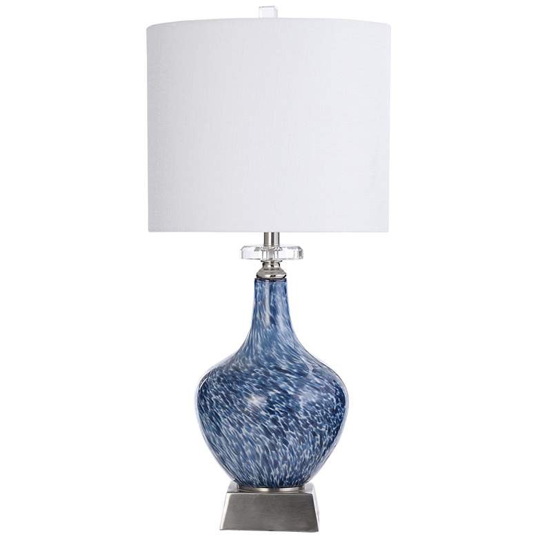 Gemma Silsden Marbled Blue Art Glass Vase Table Lamp