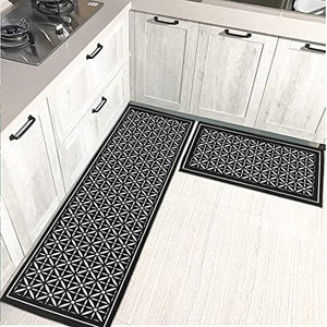 Kitchen Rugs Kitchen Mat Set of 2 Kitchen Rug Non-Slip Kitchen Rugs and Mats 47.3x17.3/31.5x17.3 Inch Floor Mat Doormat Runner Rug for Kitchen, Laundry, Living Room, Bedroom, Bathroom, Front Door