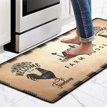 Kitchen Mat Set of 2 Farmhouse Anti Fatigue Floor Mat,Rooster Buffalo Plaid Sunflowers Kitchen Rug Sets PVC Leather Waterproof & Non-Slip Comfort Standing Mats for Kitchen,Sink,Office,Laundry