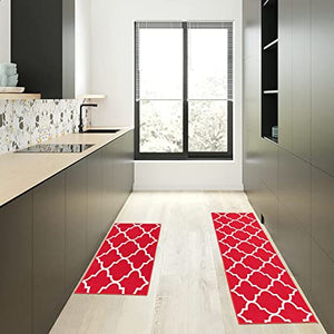 Kitchen Rugs Kitchen Mat Set of 2 Kitchen Rug Non-Slip Kitchen Rugs and Mats 47.3x17.3/31.5x17.3 Inch Floor Mat Doormat Runner Rug for Kitchen, Laundry, Living Room, Bedroom, Bathroom, Front Door