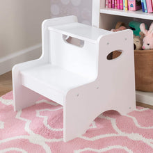 Wooden Two Step Children's Stool with HandlesWhite
