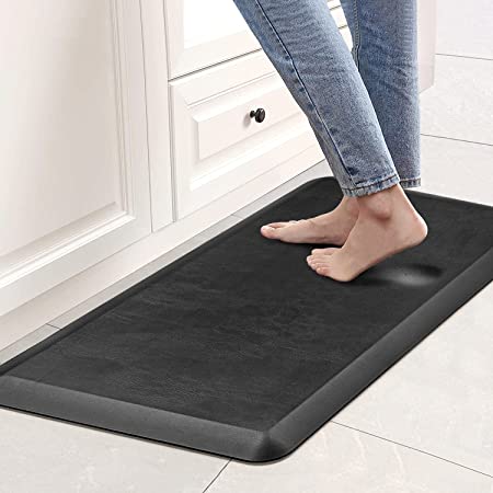 NEENCE Kitchen Mat, 3/4 Inch Thick Cushioned Anti Fatigue Kitchen Rug. Standing Desk Mat, Waterproof Non-Slip Comfort Foam Mat for Kitchen, Home, Office, Garage, Laundry Floor Mats.(Black, 20