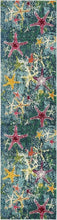 Coastal Modern Bright Colors Starfish Soft Area Rug, Navy Blue/Teal