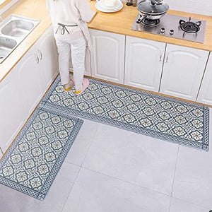 Anti Fatigue Grey Blue Boho Kitchen Runner Rug Padded Rubber Cushioned –  Modern Rugs and Decor