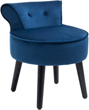 Modern Small Leisure Chair Upholstered Footstool Ottoman, Button Tufted Armless Club Chair Wingback Chair with Low Back, Velvet Style Fabric and Stable Fir Legs, Blue