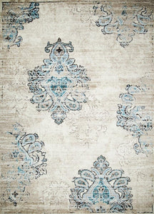 Persian Distressed Cream Blue Area Rugs