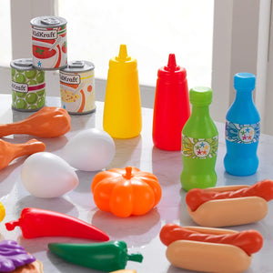 115-Piece Deluxe Tasty Treats Pretend Play Food Set, Plastic Grocery and Pantry Items