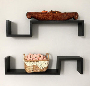 Decorative S Wall Mounted Floating Shelves - Set of 2