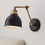 Sania Black and Antique Brass Adjustable Swing Arm Wall Lamp