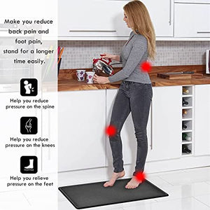 Black Kitchen Mat Kitchen Rug -Comfort Anti Fatigue Kitchen Mat for Kitchen Floor,Non-Slip Waterproof Kitchen Mat,PVC,Cushioned Rug Standing with Good Support for Feet, Use for Kitchen,Laundry,Sink