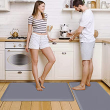 HappyTrends 2 PCS Kitchen Mat Cushioned Anti-Fatigue Floor Mat, Heavy Duty Ergonomic Comfort Foam Standing Mat, Waterproof Non-Slip Kitchen Rugs for Home, Office, Laundry,Black