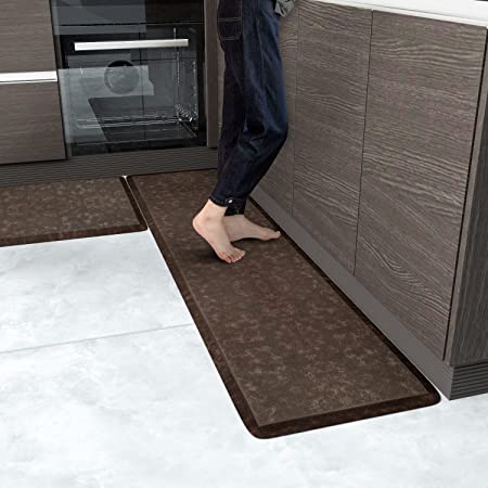 Rzoysia 2pc Kitchen Mats Anti Fatigue Mat for Kitchen Floor Kitchen Rugs Runner Standing Desk Mat Non-Slip for Home Kitchen Office 60