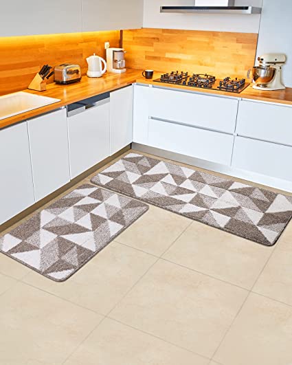 Jersow Kitchen Mat Kitchen Rug [2 PCS] - For Kitchen, Bathroom, Living Room, Soft, Absorbent Polypropylene Material, Non-Slip, Easy Clean Machine Washable Floor Runner - 20