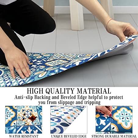 Anti slip Blue Gradient Plaid Kitchen Floor Mat Absorbent - Temu United  Arab Emirates