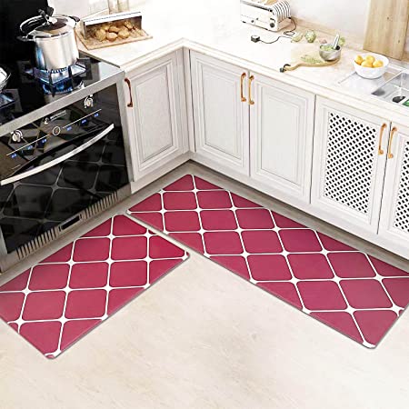 2 Piece Set Anti Fatigue Kitchen Floor Mats, Diamond Pattern Comfort Cushioned  Standing Rugs Waterproof, 2 Sizes : Target