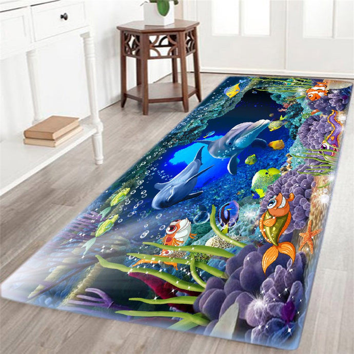 3D Underwater Printed Area Rug Runner Non-Skid