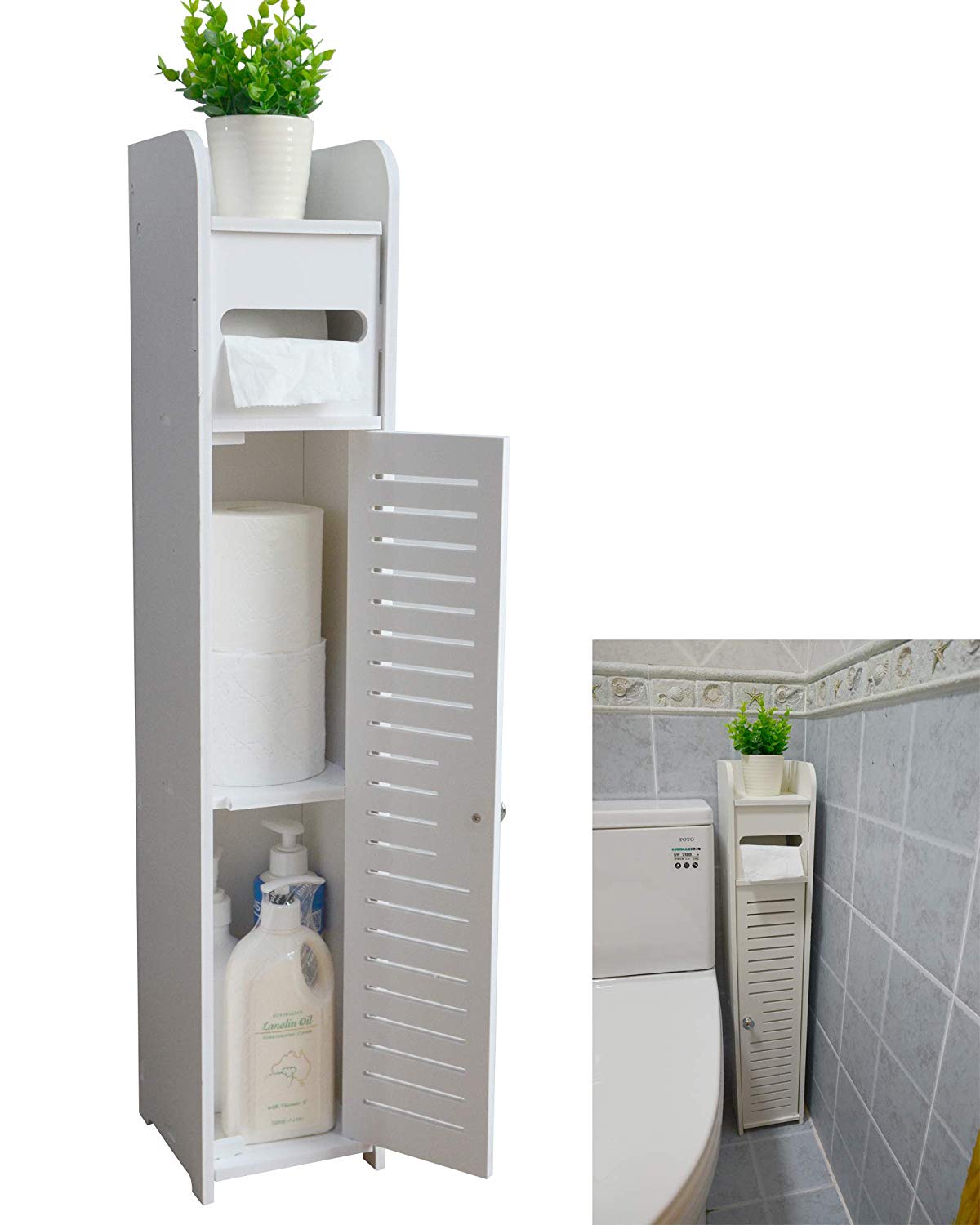 Bathroom Cabinet, Plunger Cabinet Storage, Toilet Paper Cabinet