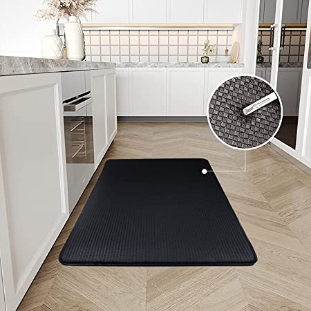 Black Kitchen Rug Soft Comfortable Mat Waterproof Non slip - Temu