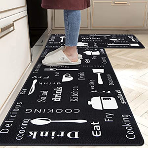 2 Pieces Thick Cushioned Kitchen Floor Mats Set Heavy Duty - Cooking, Trellis