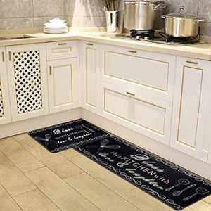 2 Pieces Thick Cushioned Kitchen Floor Mats Set Heavy Duty - Cooking,  Trellis