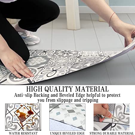Kitchen Carpet PVC Waterproof Marble Gray Area Rugs For Kitchen Floor  Oilproof Anti-slip Washable Rug Mats For Table