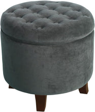 Pop by Kinfine Fabric Upholstered Round Storage Ottoman - Velvet Button Tufted Ottoman with Removable Lid, Burgundy