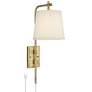 Seline Warm Gold Finish Adjustable Plug-In Wall Lamp with Dimmer