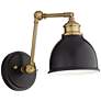 Sania Black and Antique Brass Adjustable Swing Arm Wall Lamp