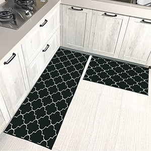 Kitchen Rugs Kitchen Mat Set of 2 Kitchen Rug Non-Slip Kitchen Rugs and Mats 47.3x17.3/31.5x17.3 Inch Floor Mat Doormat Runner Rug for Kitchen, Laundry, Living Room, Bedroom, Bathroom, Front Door