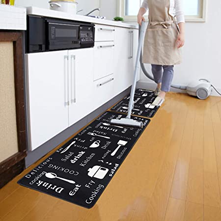 2 Pieces Thick Cushioned Kitchen Floor Mats Set Heavy Duty