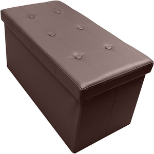 Contemporary Faux leather Storage Bench Ottoman