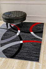 Modern Abstract Circles Red Gray Soft Area Rug