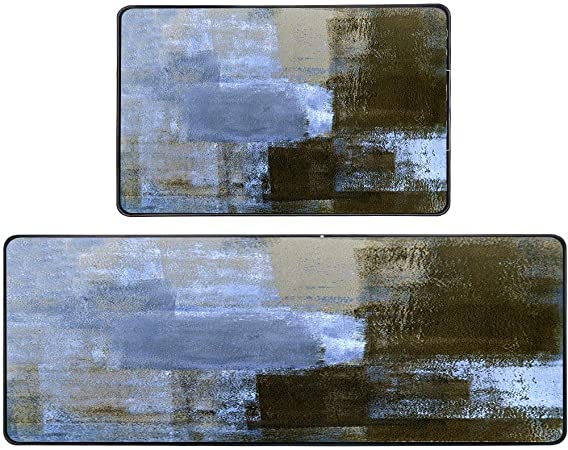 Kitchen Abstract Art Painting Non-Slip Rug Mat Set