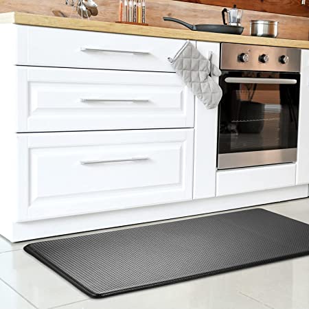 LUXEAR Anti Fatigue Kitchen Mat - Waterproof Anti Fatigue Kitchen Rug with Non-Slip Bottom - Cushioned Comfort Floor Mat - Comfort at Kitchen, Home, Office, Laundry Room - (17'' x 30'', Black)