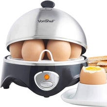 7- Egg Electric Cooker Stainless Steel with Poacher & Steamer Attachment