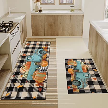 Diagonal Buffalo Plaid Patterned Kitchen Rug Mat by Kavka Designs - On Sale  - Bed Bath & Beyond - 30586547