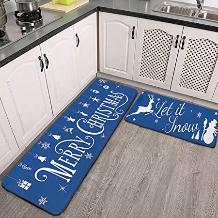 Non Slip Rubber Pack Floor/Kitchen Mats with Christmas Themes