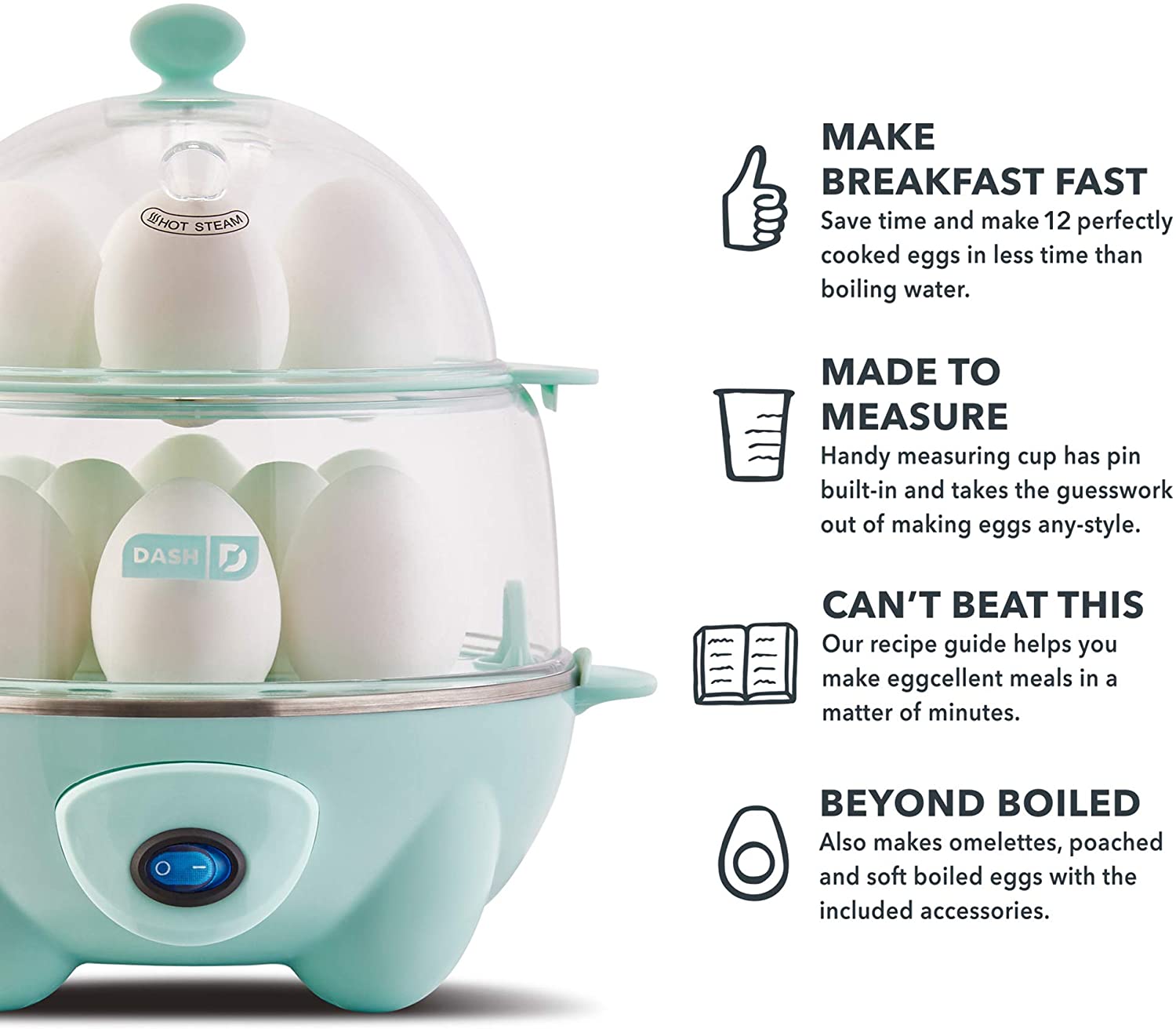 DASH Deluxe Egg Cooker 12 Egg Capacity, Makes Eggs Any Style