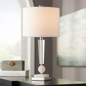 Inez Stacked Crystal and Marble Table Lamp