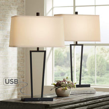 Cole Black Metal Table Lamps with USB Port Set of 2
