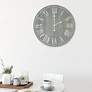 Dempsey Dark Gray Wash Wood 23" Round Wall Clock