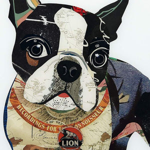 Boston Terrier 2 24" Square Reverse Printed Glass Wall Art